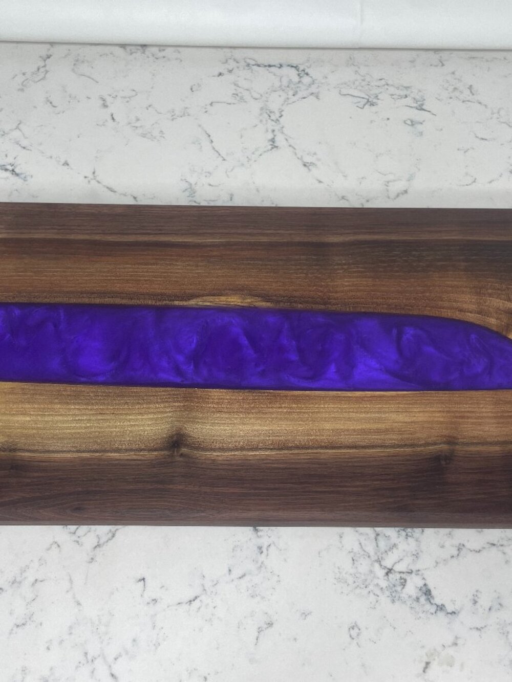 8x16 Black Walnut Live Edge Charcuterie Board w/ Purple Epoxy